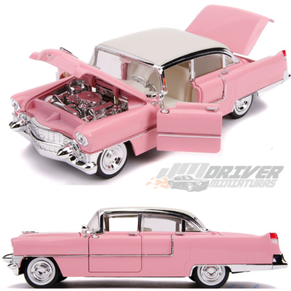 1955 CADILLAC PINK ELVIS PRESLEY COM BONECO - Miniatura Jada 1/24 - Image 2