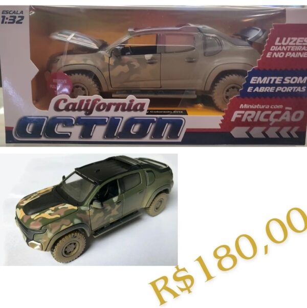 CHEVY COLORADO ZH2 - Miniatura 1/32 CALIFORNIA ACTION COM LUZ E SOM