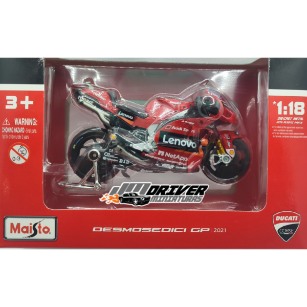 Ducati Desmosedici - Lenovo Team – MotoGP nº63 – Miniatura Moto GP 1/18 Maisto