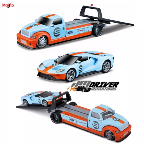 Maisto Flatbed / 2019 Ford GT Heritage Edition - Miniatura Elite Transport Maisto 1/64 - Image 2