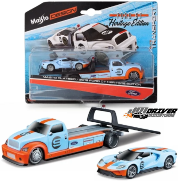 Maisto Flatbed / 2019 Ford GT Heritage Edition - Miniatura Elite Transport Maisto 1/64