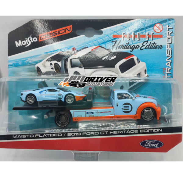 Maisto Flatbed / 2019 Ford GT Heritage Edition - Miniatura Elite Transport Maisto 1/64 - Image 3