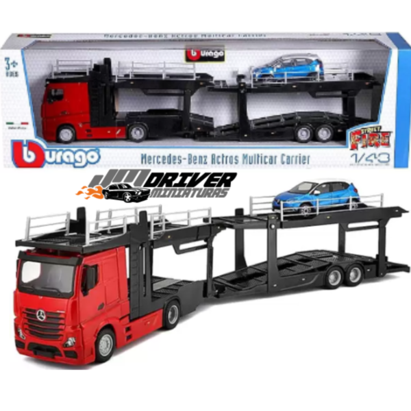 Caminhão Cegonheira Mercedes-benz Actros e Renault Captur - Miniatura Burago 1/43