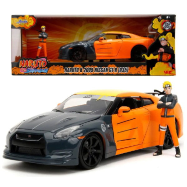 Nissan GT-R R35 + figura Naruto Shippuden em Metal - Miniatura Jada toys 1/24