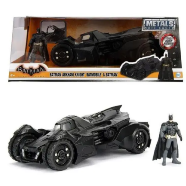 Batmóvel Filme Arkham Knight + Figura Batman em Metal - Miniatura Jada toys 1/24