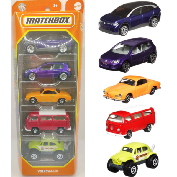 Pack 5 carros Volkswagen - Miniatura matchbox 1/64